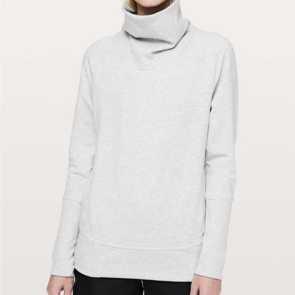 LULULEMON High Lines Pullover Cowl Neck Sweatshirt Sweater Light Gray Sz 6